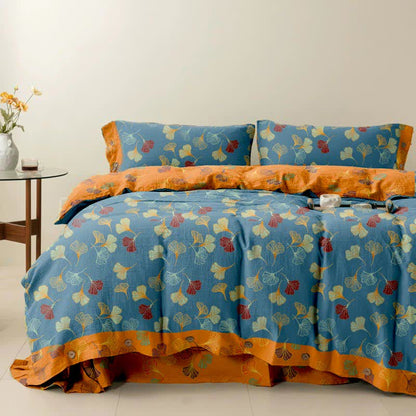 Ginkgo Biloba Cotton Bedding Set(4PCS) - Blue - Cal King - image 4