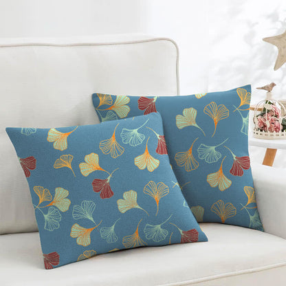 Ginkgo Biloba Cotton Jacquard Square Pillowcases(2PCS) - Blue - 18" x 18" - image 8