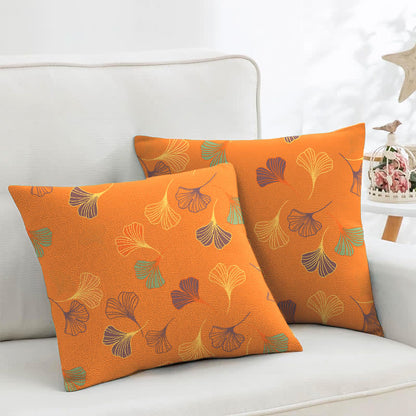 Ginkgo Biloba Cotton Jacquard Square Pillowcases(2PCS) - Orange - 18" x 18" - image 4