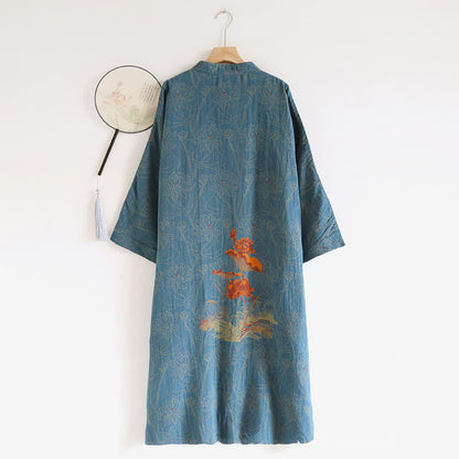 Ownkoti Vintage Lotus Cotton Double Gauze Nightdress