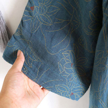 Ownkoti Vintage Lotus Cotton Double Gauze Nightdress