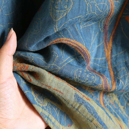 Ownkoti Vintage Lotus Cotton Double Gauze Nightdress