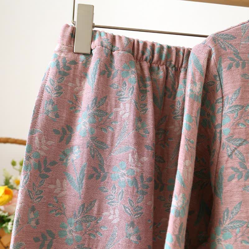 Ownkoti Oriental Floral Cotton Gauze Jacquard Pajamas