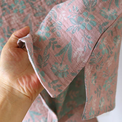 Ownkoti Oriental Floral Cotton Gauze Jacquard Pajamas