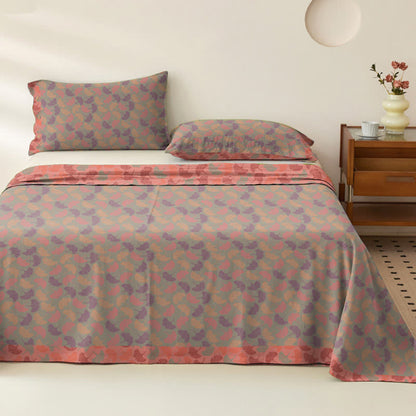 Ginkgo Leaf Cotton Gauze Bedspread - Grey & Pink - 2PCS Pillowcases - 40" x 20" - image 5