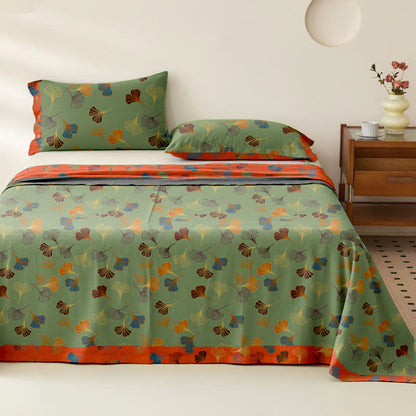 Ownkoti Ginkgo Jacquard Reversible Cotton Gauze Bedspread - Green & Orange - 2PCS Pillowcases - 40" x 20" - image 12