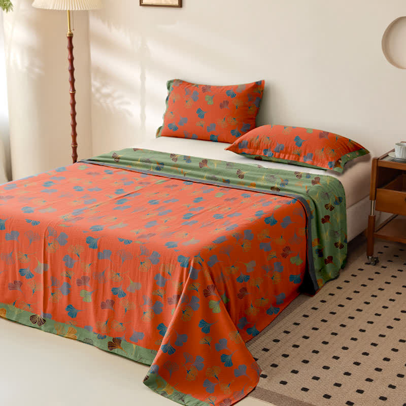 Ownkoti Ginkgo Jacquard Reversible Cotton Gauze Bedspread - image 9