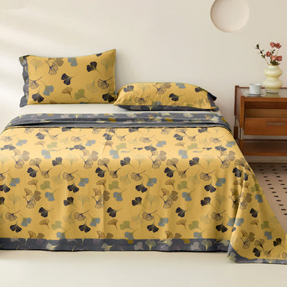 Ownkoti Ginkgo Biloba Cotton Jacquard Sheet Bedspread - Light Yellow - 2PCS Pillowcases - 40" x 20" - image 19