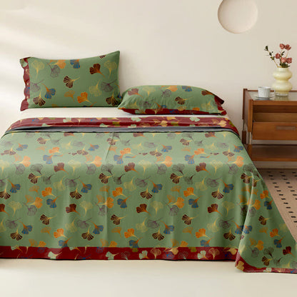 Ownkoti Ginkgo Biloba Cotton Jacquard Sheet Bedspread - Green - 2PCS Pillowcases - 40" x 20" - image 16