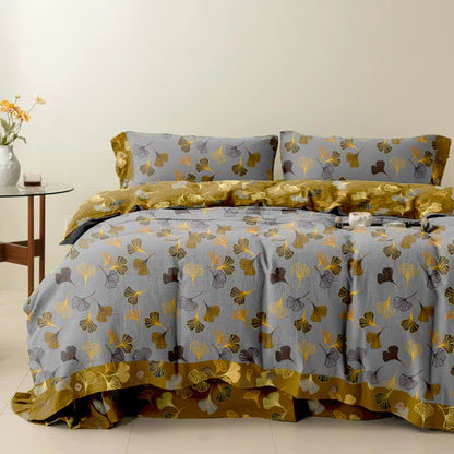 Ownkoti Ginkgo Biloba Cotton Bedding Set(4PCS) - Light Grey - Cal King - image 16