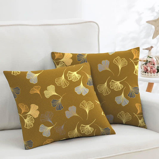 Ginkgo Biloba Cotton Jacquard Square Pillowcases(2PCS) - Dark Yellow - 18" x 18" - image 0
