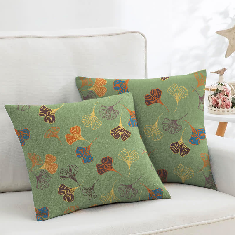 Ginkgo Biloba Cotton Jacquard Square Pillowcases(2PCS) - Green - 18" x 18" - image 12