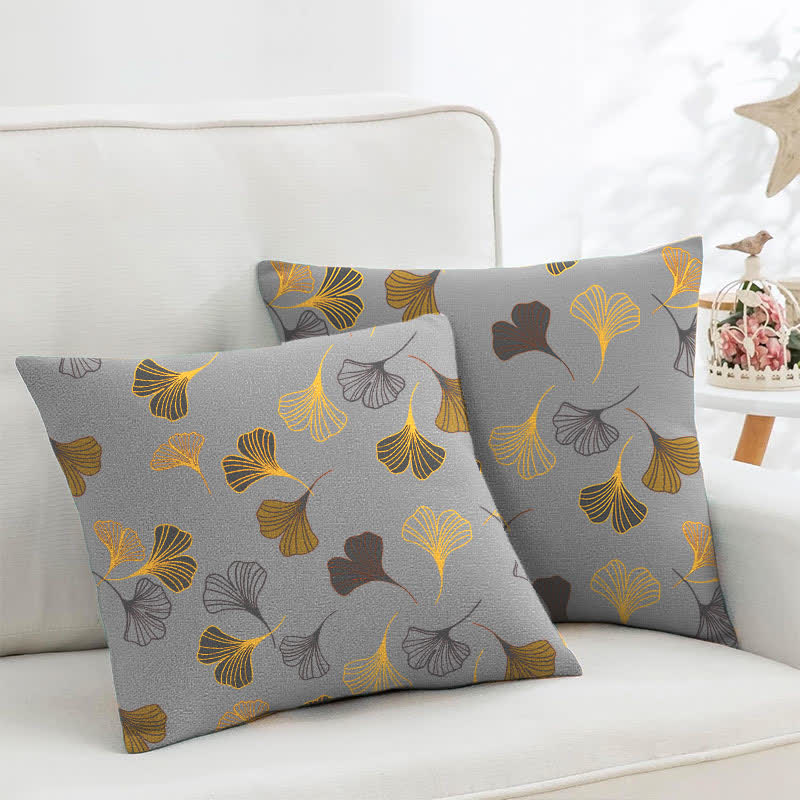 Ginkgo Biloba Cotton Jacquard Square Pillowcases(2PCS) - Light Grey - 18" x 18" - image 23