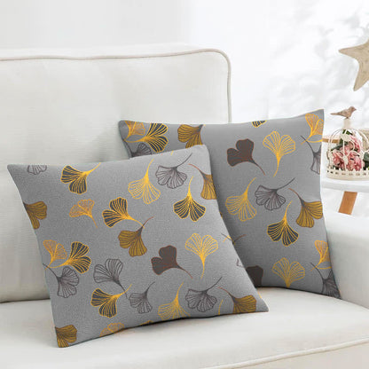 Ginkgo Biloba Cotton Jacquard Square Pillowcases(2PCS) - Light Grey - 18" x 18" - image 23