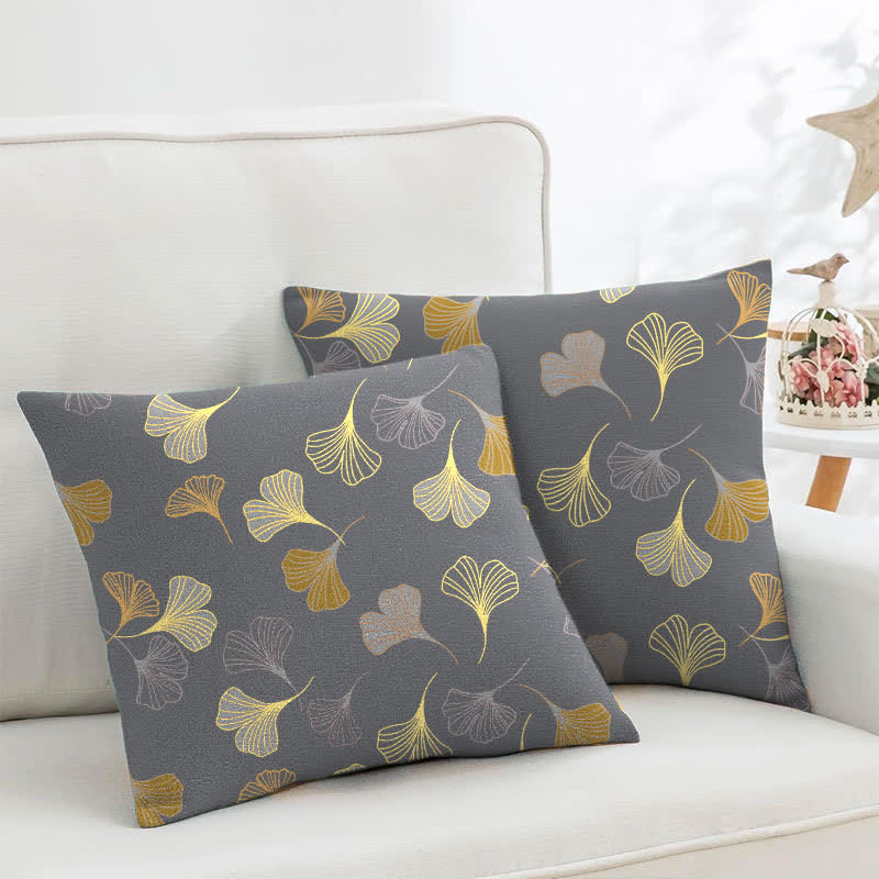Ginkgo Biloba Cotton Jacquard Square Pillowcases(2PCS) - Dark Grey - 18" x 18" - image 27
