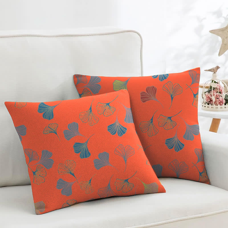 Ginkgo Biloba Cotton Jacquard Square Pillowcases(2PCS) - Bright Orange - 18" x 18" - image 20