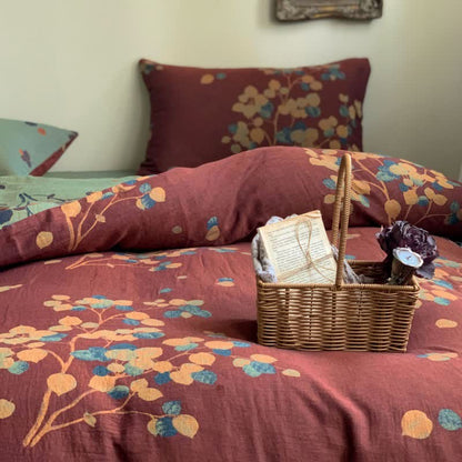 Ownkoti Botanical Cotton Double Gauze Bedding Set(4PCS)