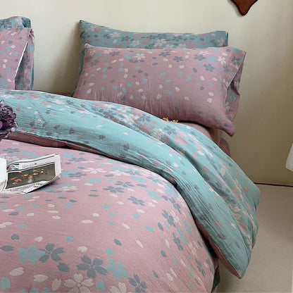 Ownkoti Cherry Blossom Cotton Gauze Bedding Set(4PCS)