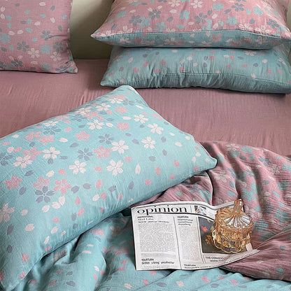 Ownkoti Cherry Blossom Cotton Gauze Bedding Set(4PCS)