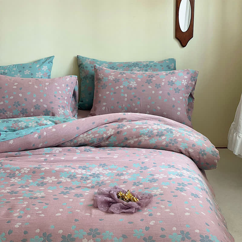 Ownkoti Cherry Blossom Cotton Gauze Bedding Set(4PCS)