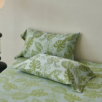 Green Monstera Cotton Gauze Jacquard Bedspread - image 3