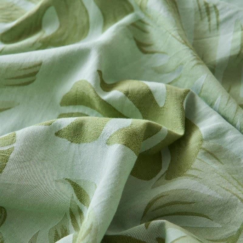 Green Monstera Cotton Gauze Jacquard Bedspread - image 4