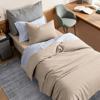 Ownkoti Cotton Plaid Duvet Cover Dorm Bedding Set - image 19