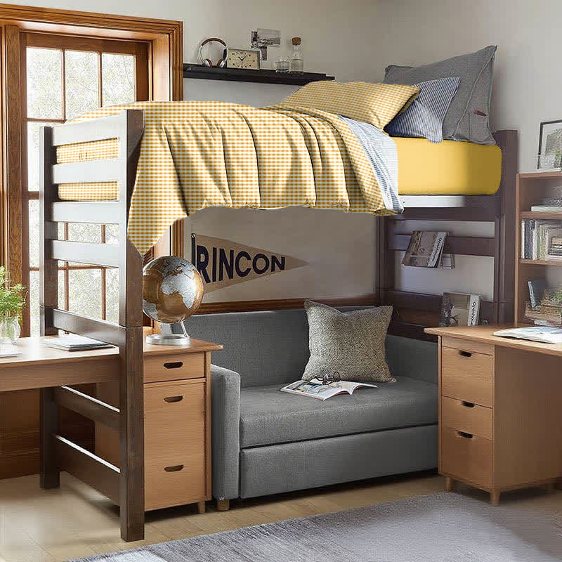 Ownkoti Cotton Plaid Duvet Cover Dorm Bedding Set - image 3