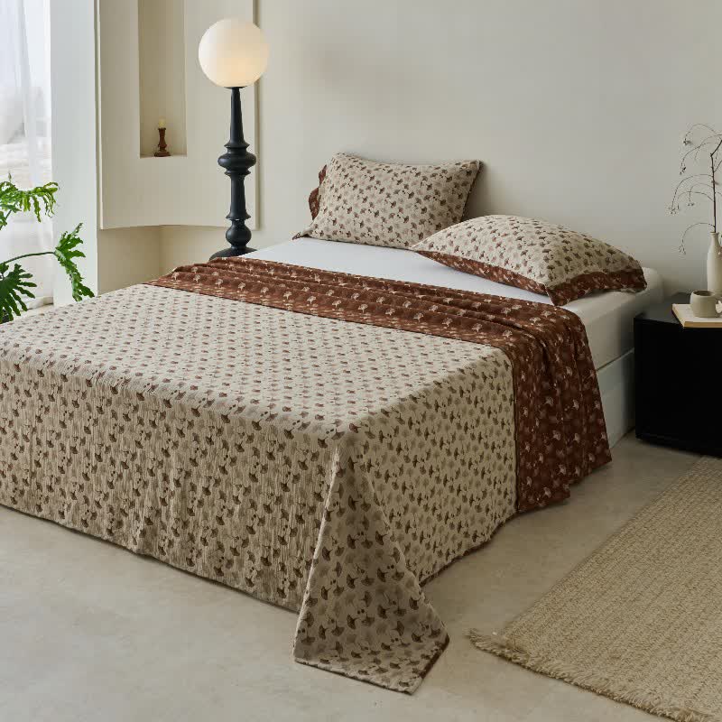 Ownkoti Nature-inspired Ginkgo Biloba Natural Cotton  Bedspread - image 7