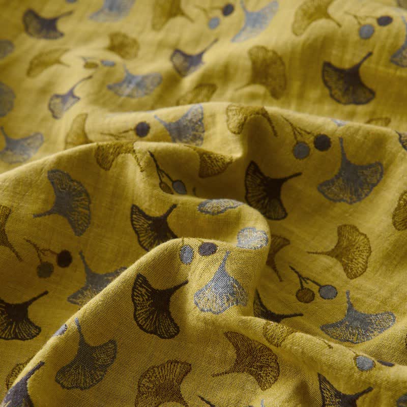 Nature-inspired Ginkgo Biloba Natural Cotton  Bedspread - image 14