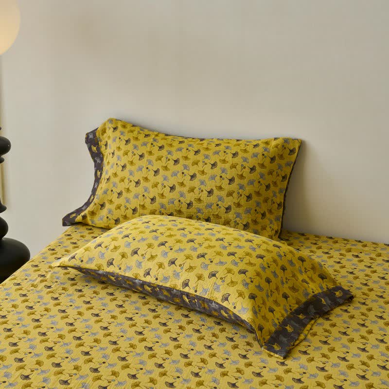 Ownkoti Nature-inspired Ginkgo Biloba Natural Cotton  Bedspread - image 13