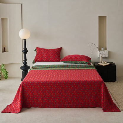 Ownkoti Nature-inspired Ginkgo Biloba Natural Cotton  Bedspread - Red - 2PCS Pillowcases - 41" x 20" - image 0