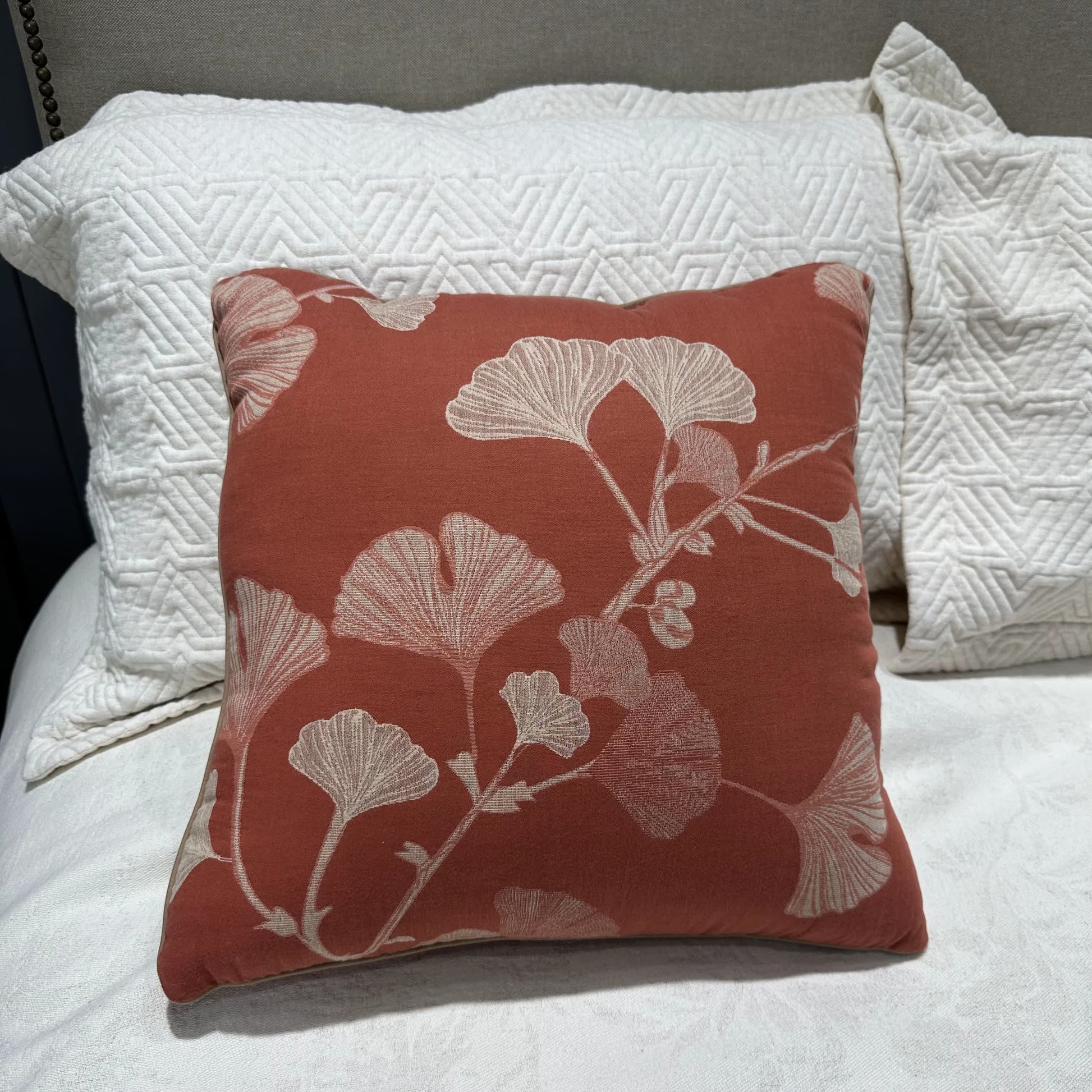 Ownkoti Rustic Ginkgo Leaf Accent Pillow - 18" x 18" - image 0
