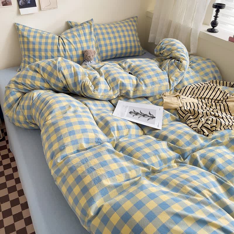 Cotton Checkered Dorm Bedding Set - image 6