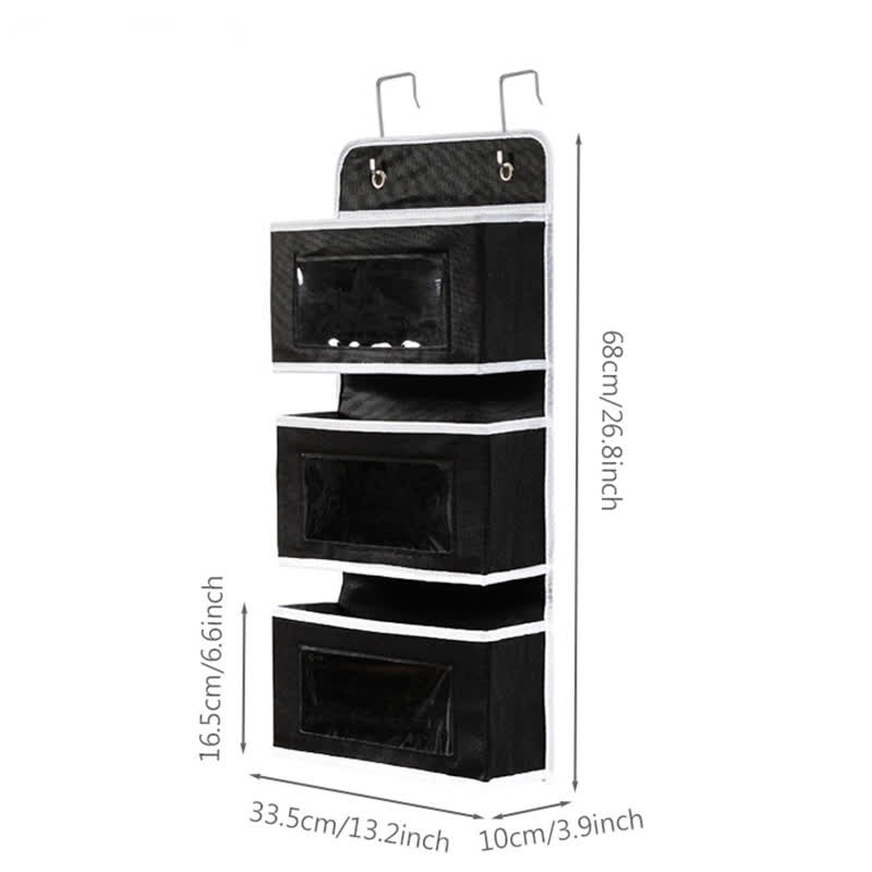 Dorm Hanging Multi-Layer Storage Organizer - Black - 3PCS - 13"L x 4"W x27"H - image 14