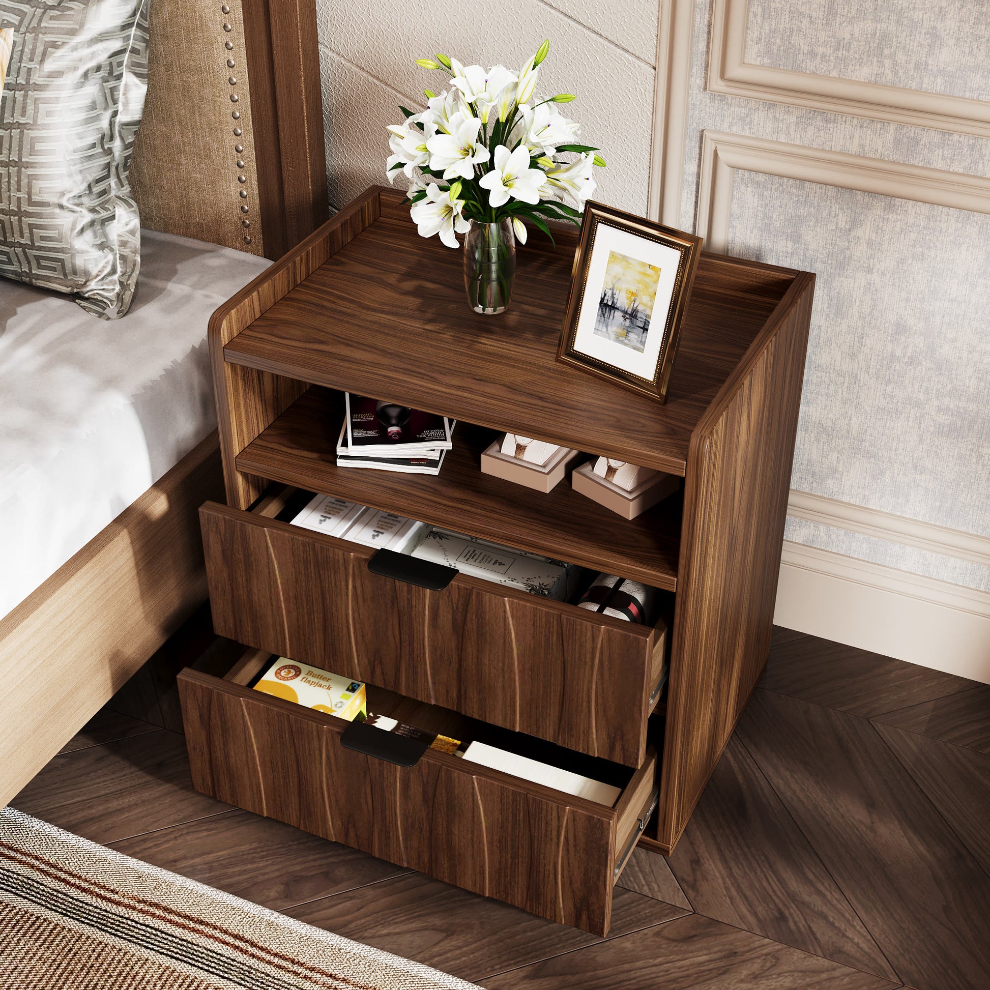 Two-tier Textured Drawer Nightstand - image 3