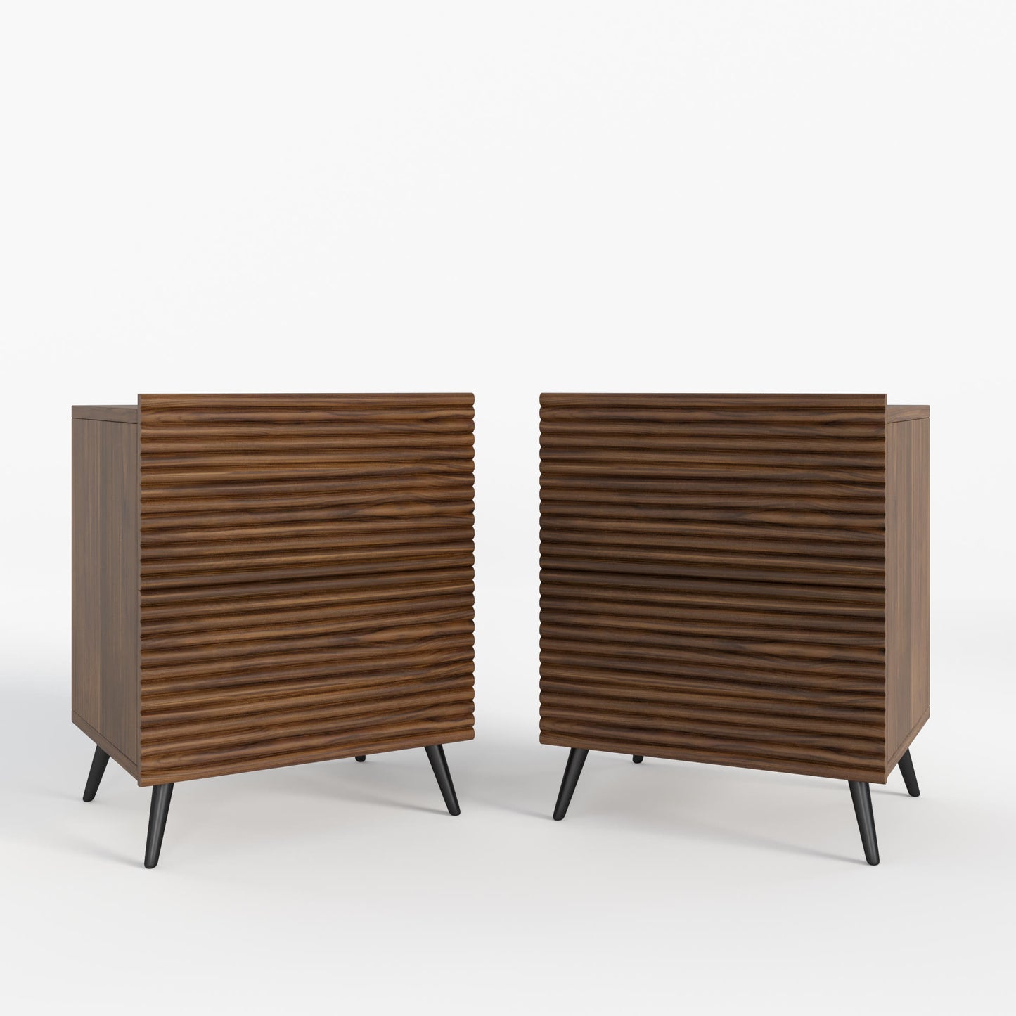 Striped Pattern Wood Nightstand Two-piece Set - image 2