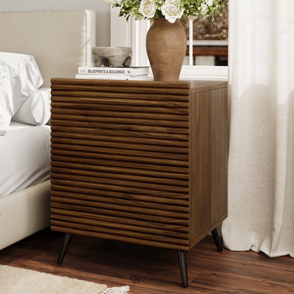 Striped Pattern Wood Nightstand Two-piece Set - image 0
