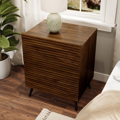 Striped Pattern Wood Nightstand Two-piece Set - image 4