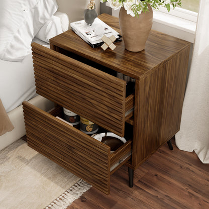 Striped Pattern Wood Nightstand Two-piece Set - image 7