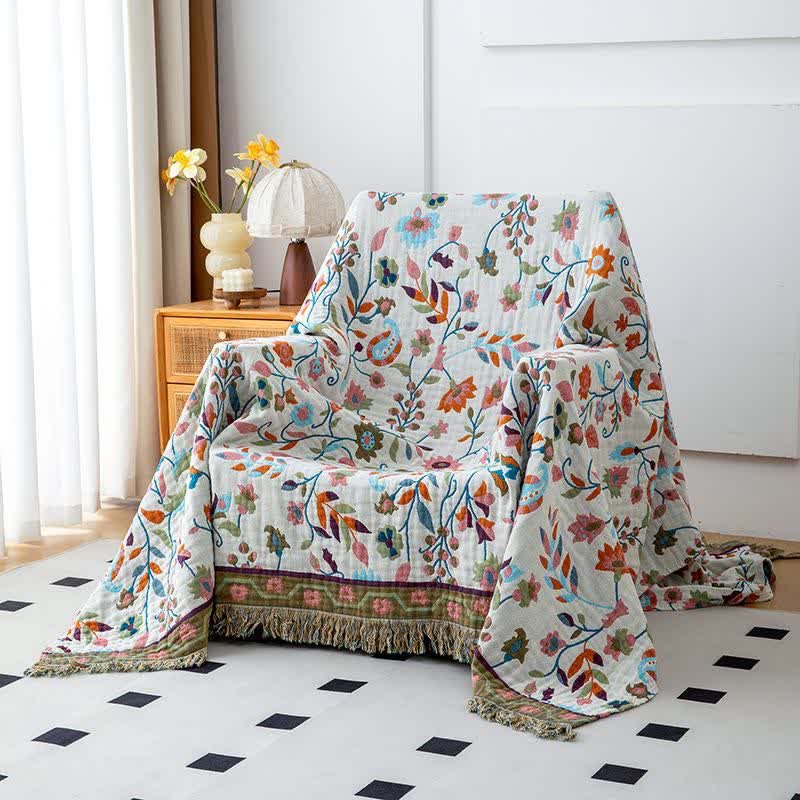 Bohemian Artistic Floral Leaf Cotton Quilt - image 2