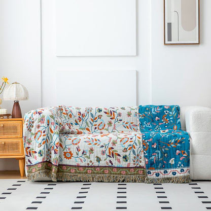 Bohemian Artistic Floral Leaf Cotton Quilt - image 3