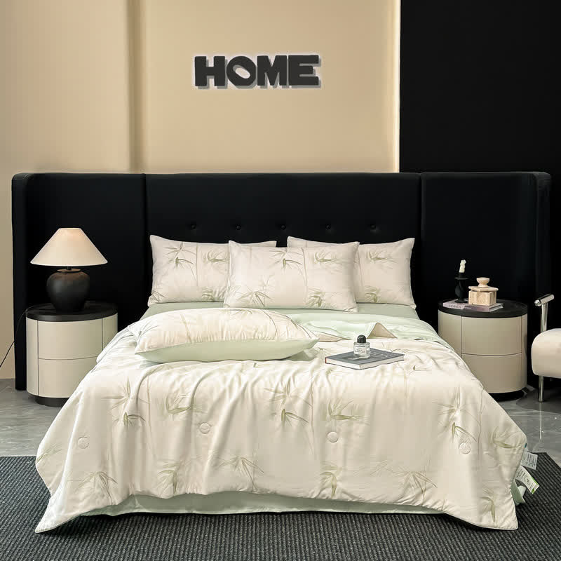 Bamboo Print Silky Natural Quilt - Bedding Sets - King - image 1