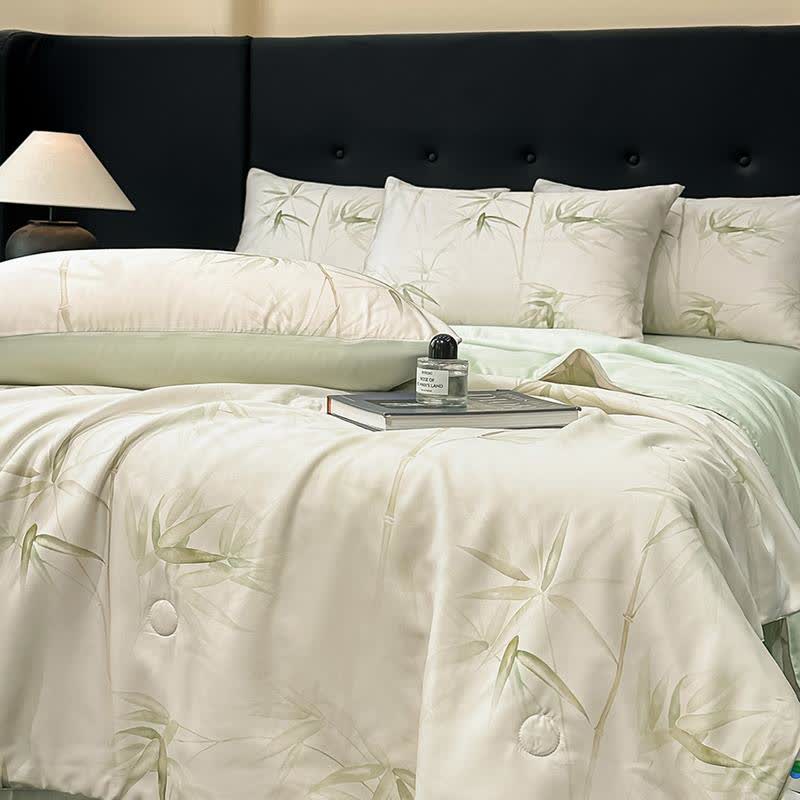 Bamboo Print Silky Natural Quilt - image 3