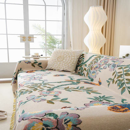 Green Leaf Floral Chenille Sofa Protector - image 4