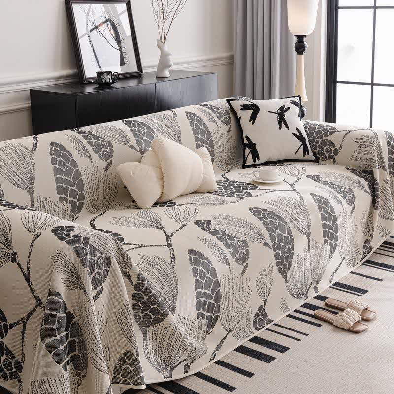 Pine Cone Ice Silk Sofa Protector - Dark Gray - 71" x 134" - image 2