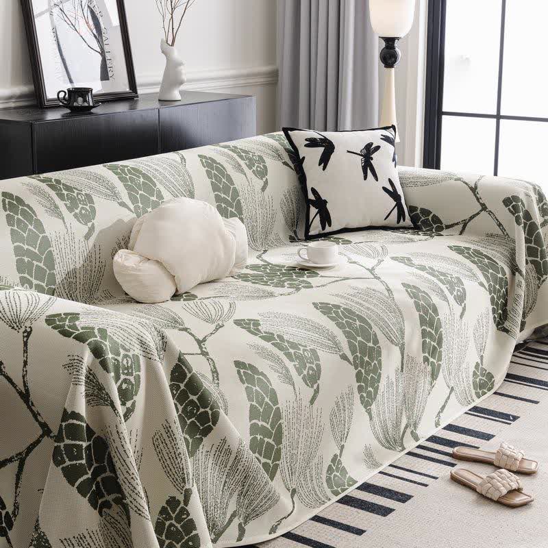 Pine Cone Ice Silk Sofa Protector - Green - 71" x 134" - image 5