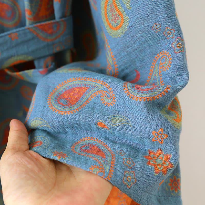Paisley Cotton Gauze Japanese Kimono Robe - image 7