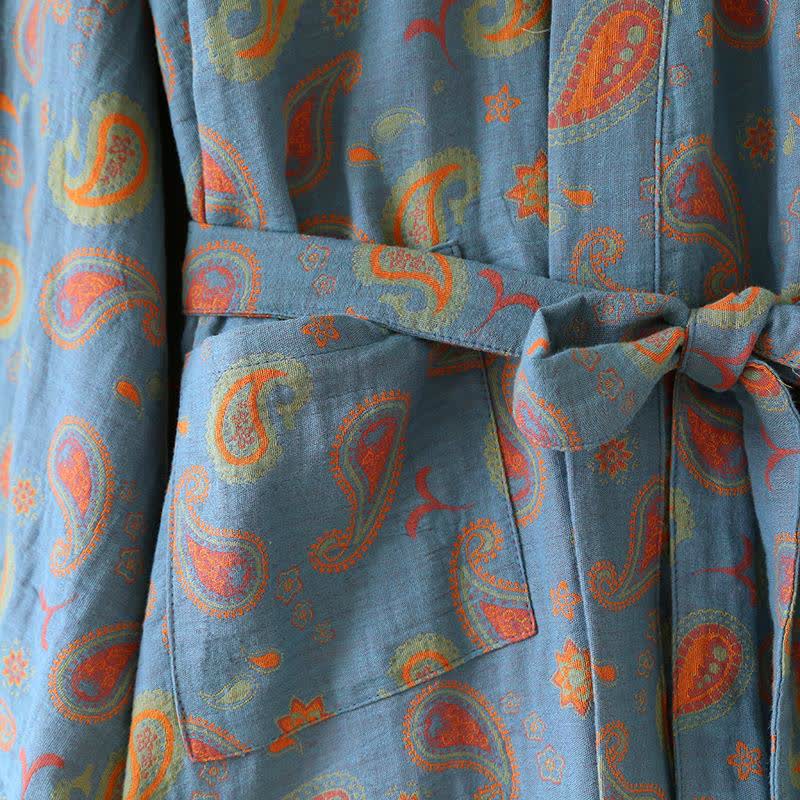 Paisley Cotton Gauze Japanese Kimono Robe - image 4