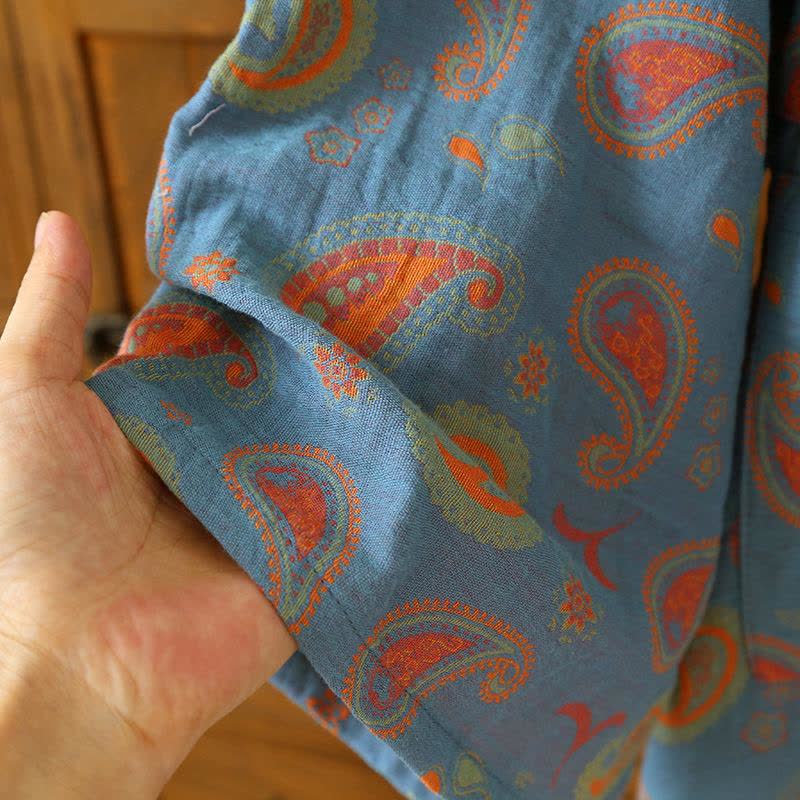 Paisley Cotton Gauze Japanese Kimono Robe - image 8